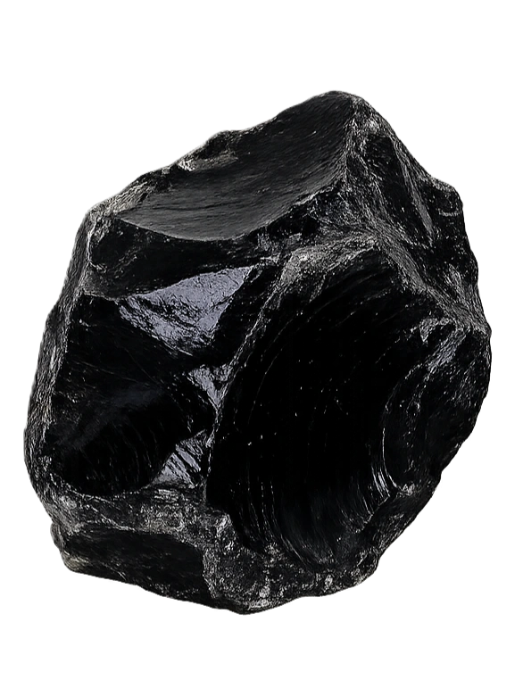 Jet Black obsidian — polished surface of absolute depth and density