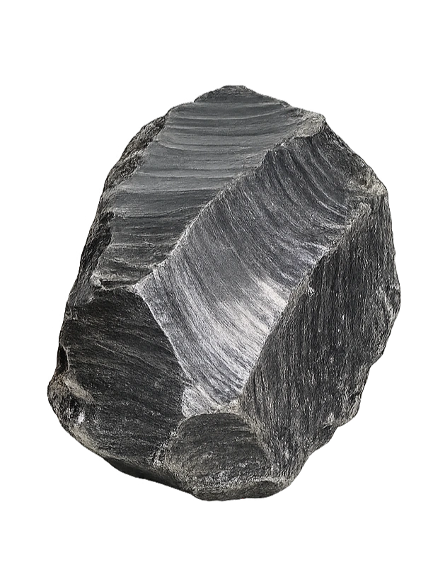 Silver Sheen obsidian — muted silver and grey surface with near-metallic quality