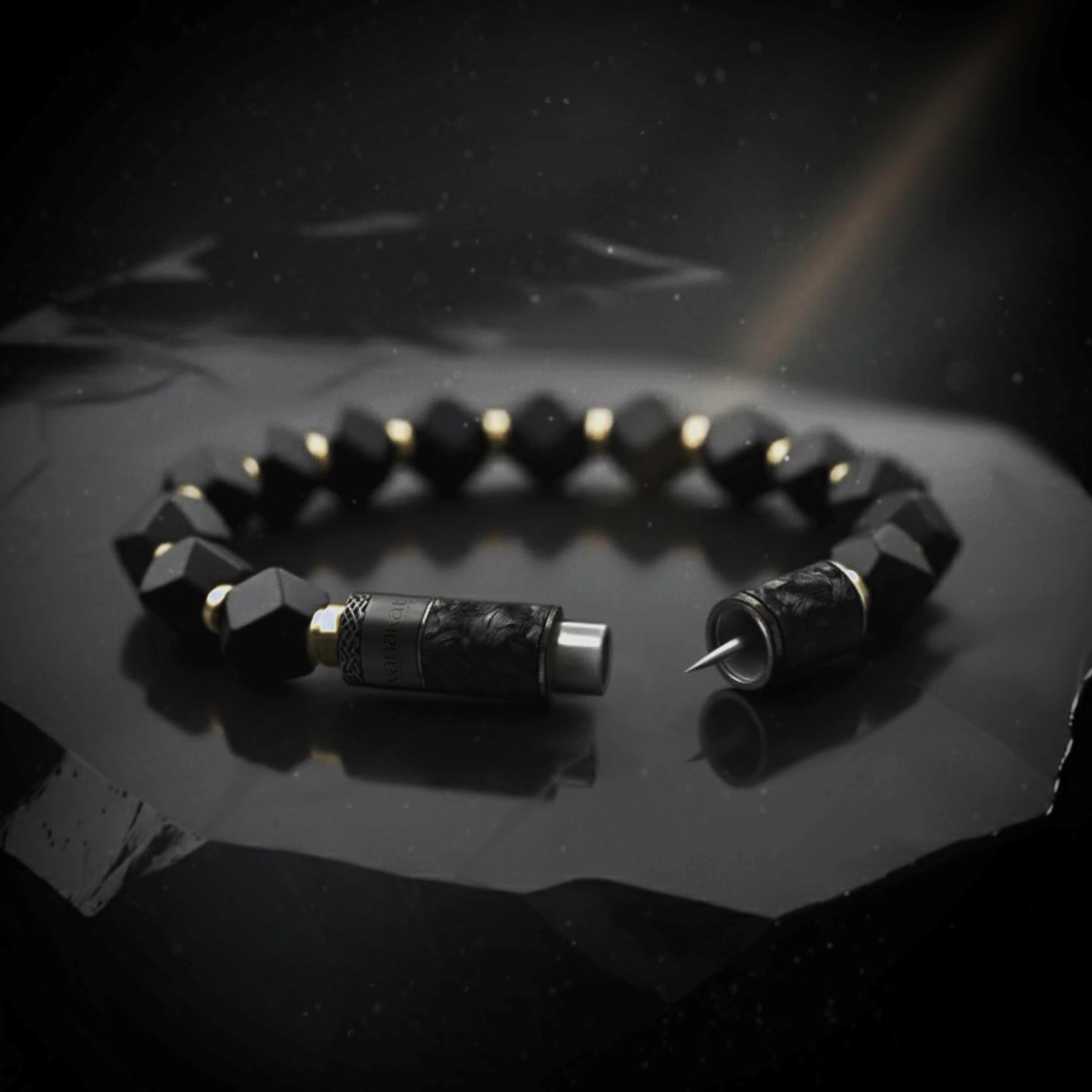 O-Punch Black Edition – bracelet open, punch tool disassembled showing cigar punch and cleaner