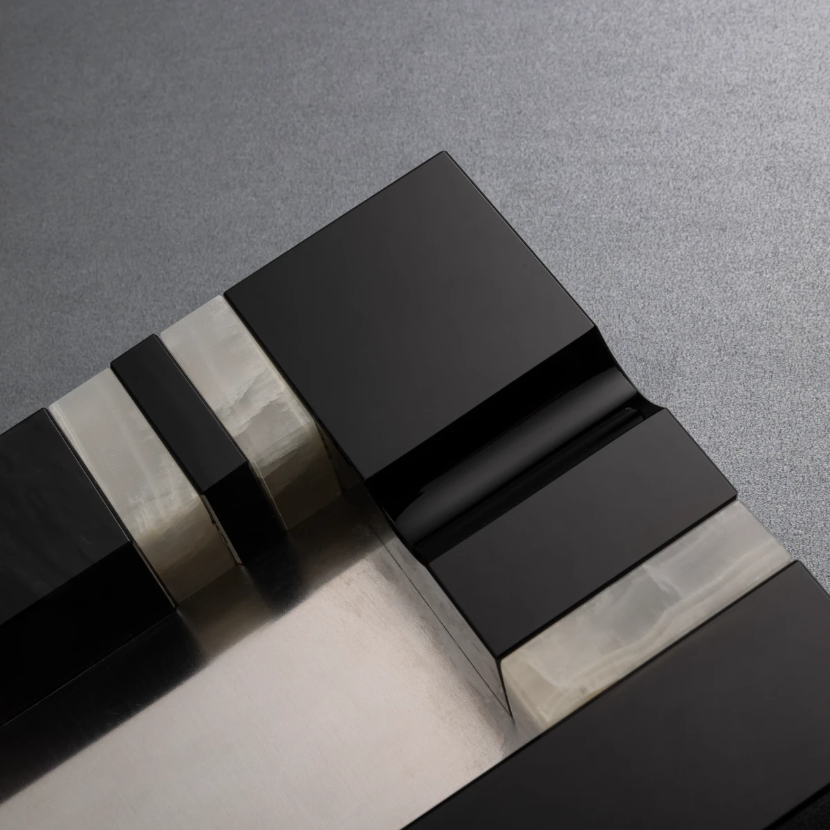 Black & White ashtray — Jet Black obsidian and white onyx detail