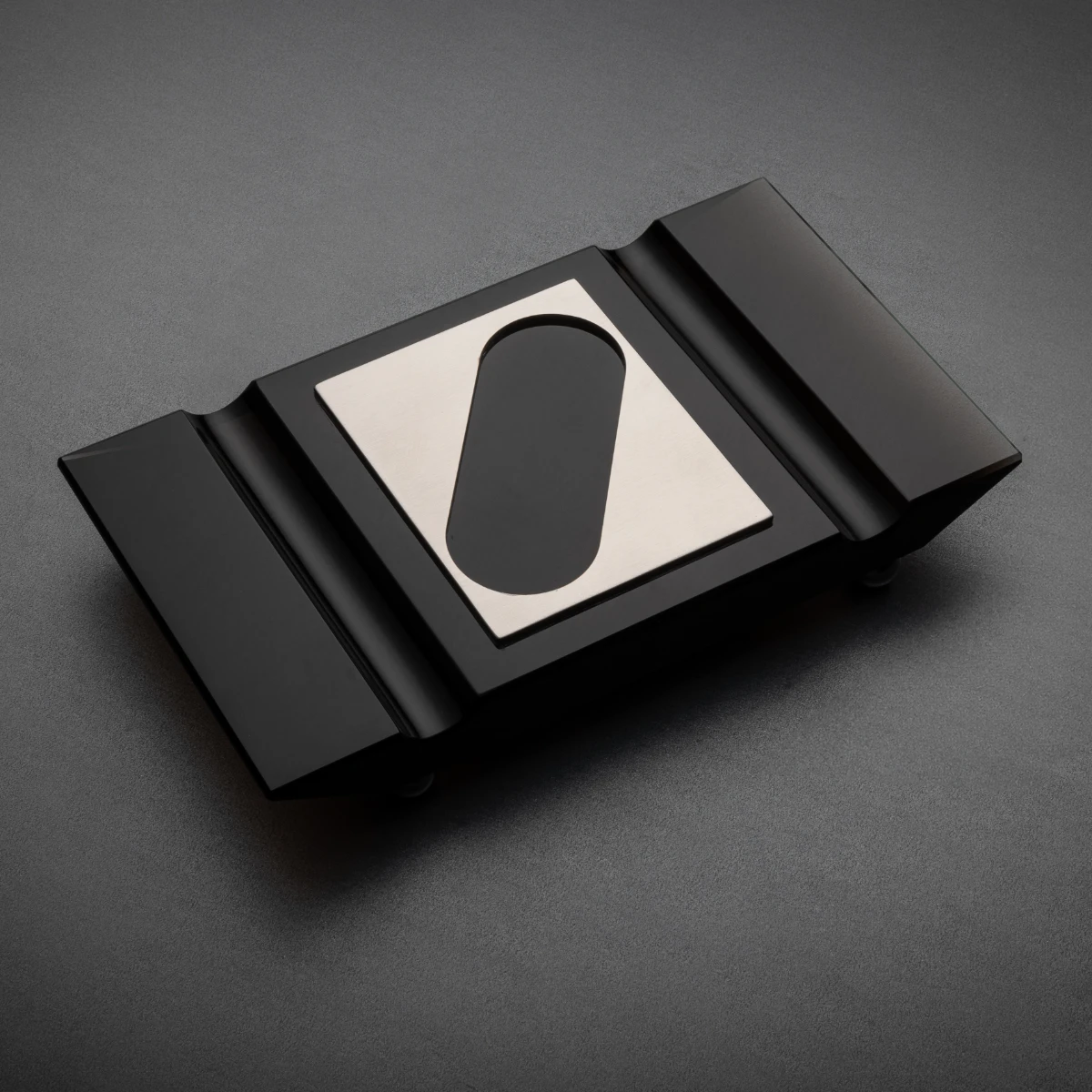 Board No. III — compact obsidian cigar board with two rest channels