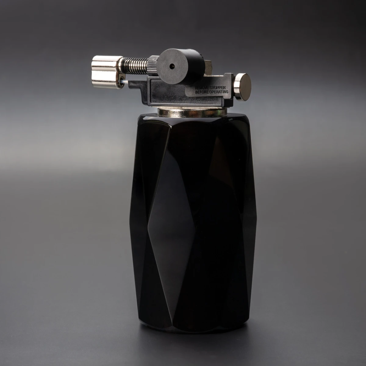 Bristol Lighter — faceted Jet Black obsidian jet torch cigar lighter