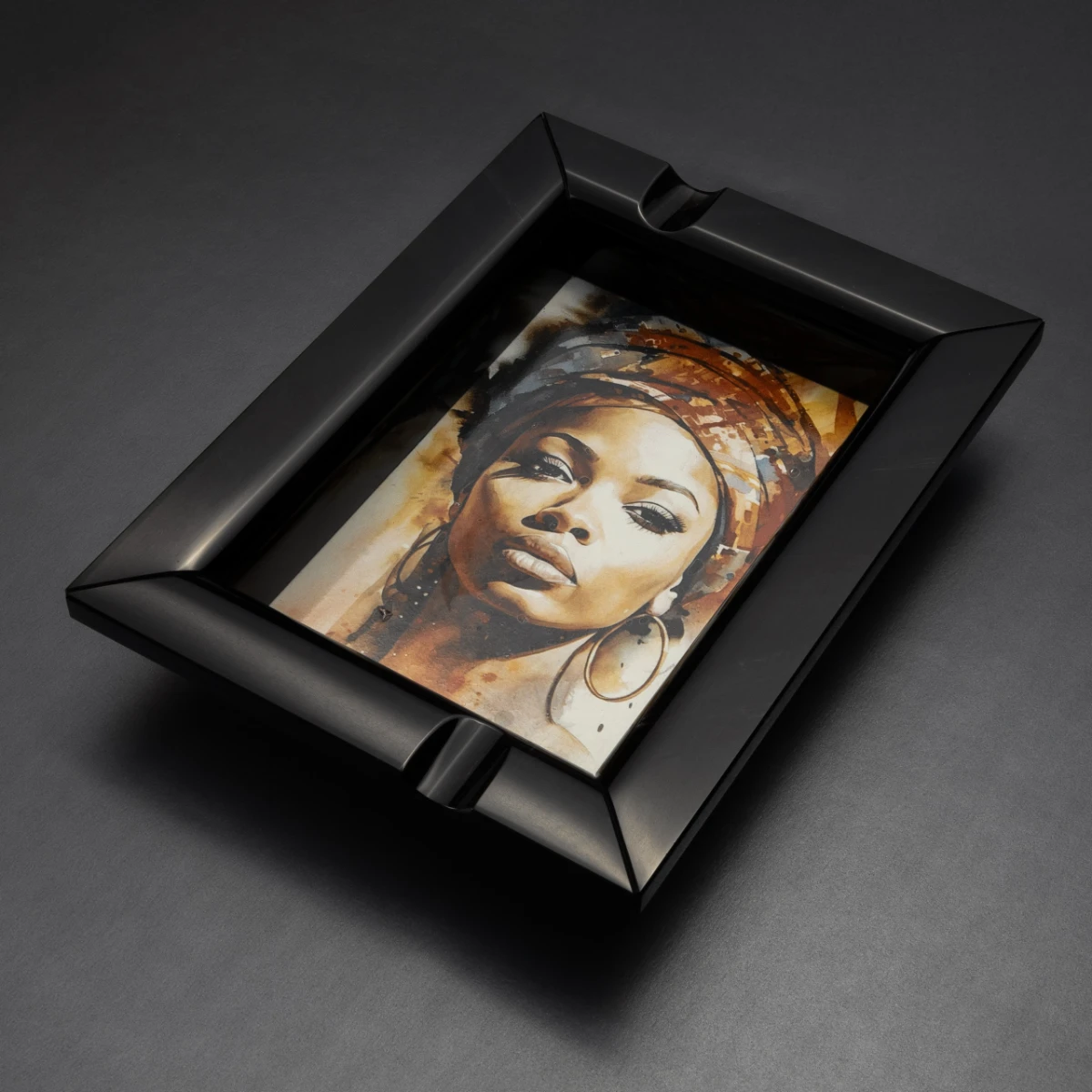 Imprint Obsidian — example 3, personalised obsidian cigar ashtray