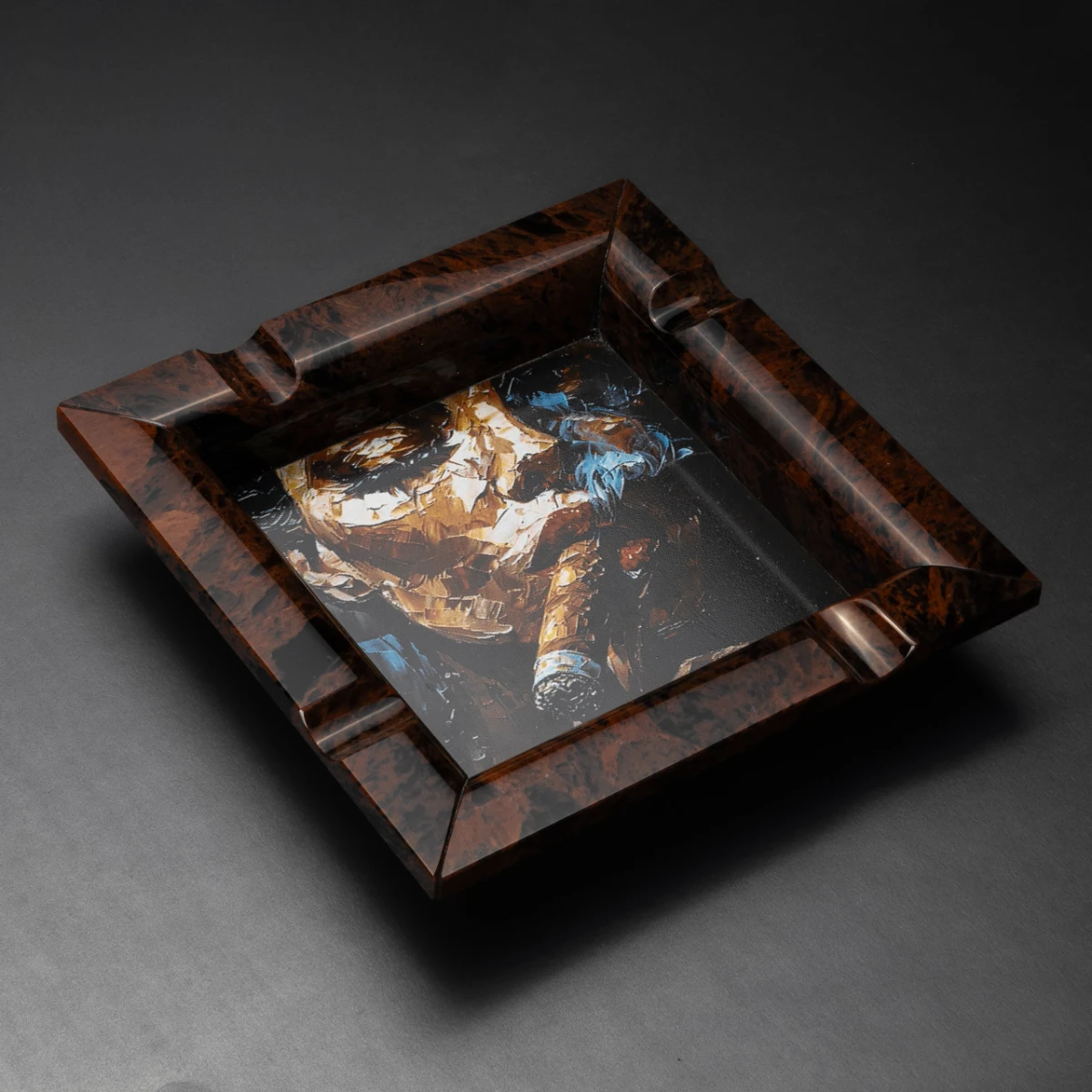 Imprint Obsidian — custom artwork on volcanic stone ashtray
