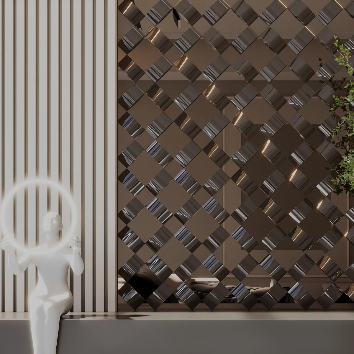 Obsidian wall decor — large format volcanic stone panel